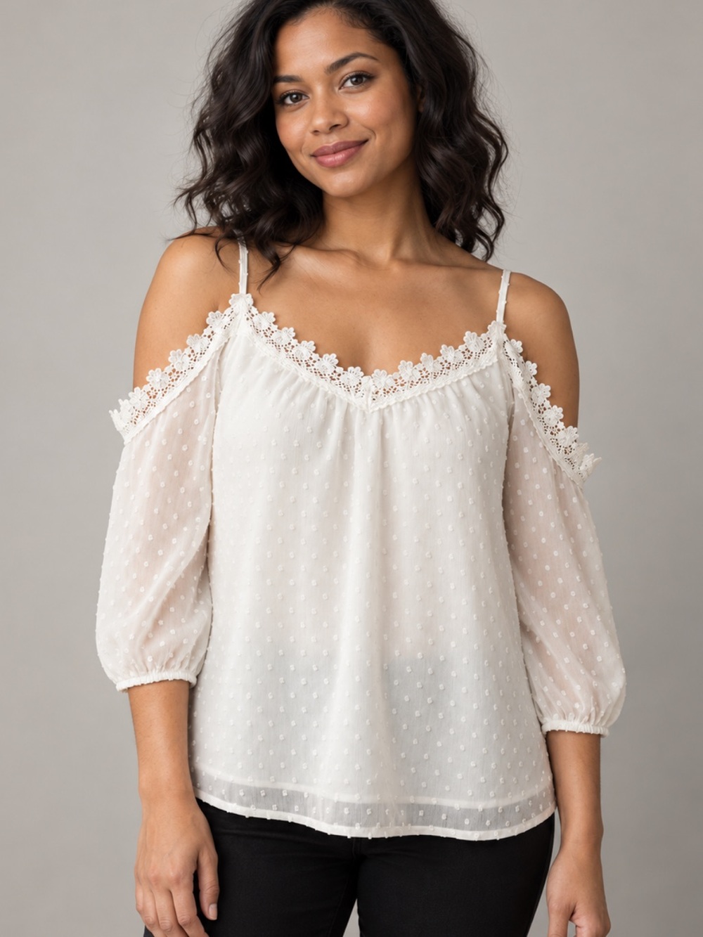 Cottagecore Beachy Boho Top Size Small | Minimalist | Lace Summer open shoulder